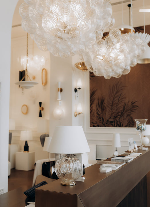 Talia 13" Cordless Accent Lamp, a premium Cordless & Rechargeable light by Visual Comfort & Co. Close - up image of its design.