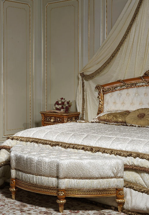 Luigi XVI Noce e Intarsi Upholstered Bench