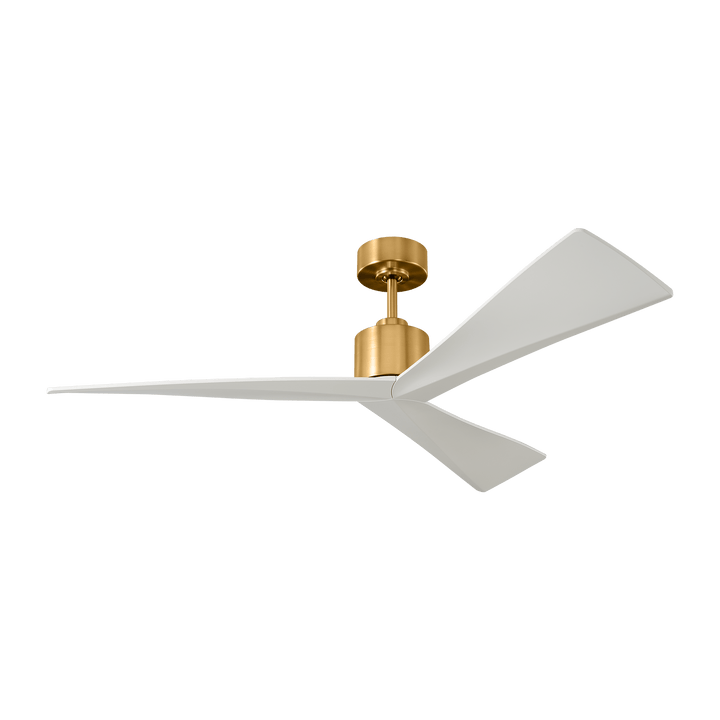 Adler 52 Ceiling Fan in Burnished Brass with Matte White Blades