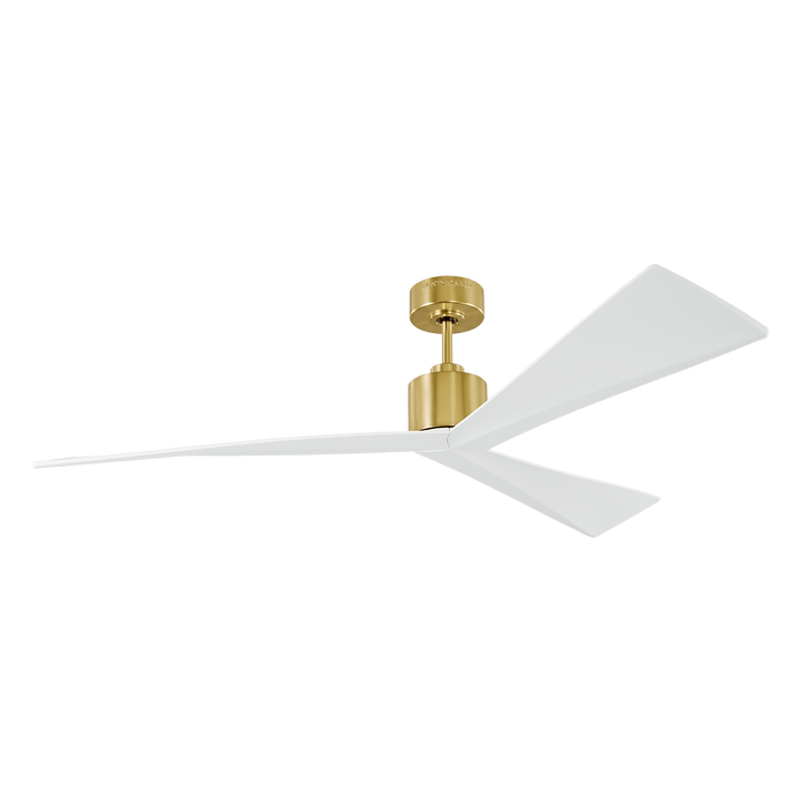 Adler 60 Ceiling Fan in Burnished Brass with Matte White Blades