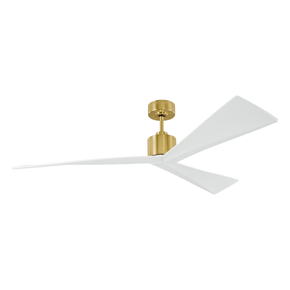 Adler 60 Ceiling Fan in Burnished Brass with Matte White Blades