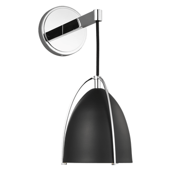 Norman One Light Wall Sconce in Chrome with Matte Black