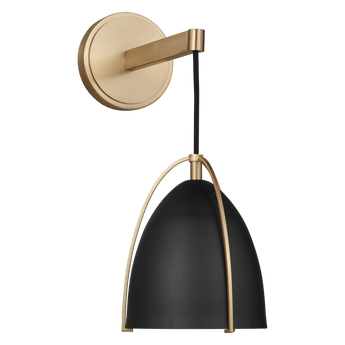 Norman One Light Wall Sconce in Satin Brass with Matte Black