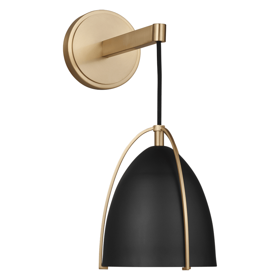 Norman One Light Wall Sconce in Satin Brass with Matte Black