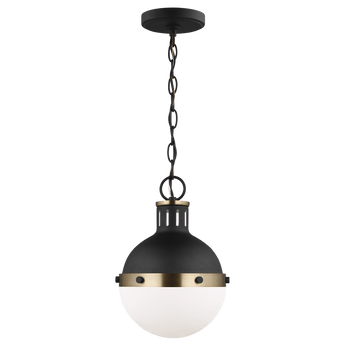 Hanks One Light Mini Pendant in Midnight Black with White Glass