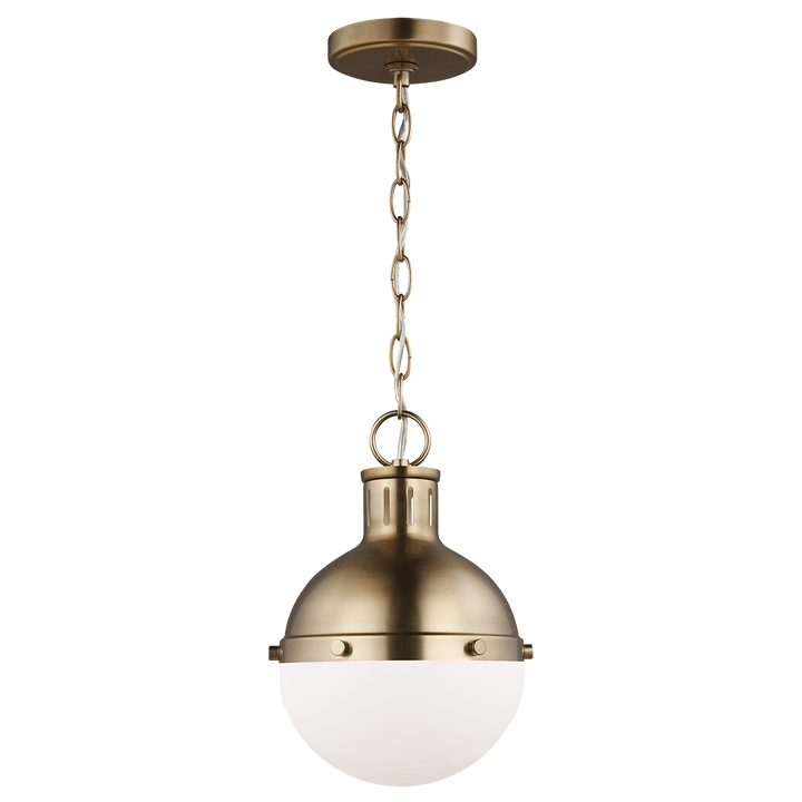Hanks One Light Mini Pendant in Satin Brass with White Glass