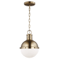 Hanks One Light Mini Pendant in Satin Brass with White Glass