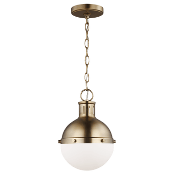 Hanks One Light Mini Pendant in Satin Brass with White Glass