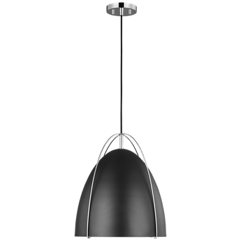 Norman One Light Pendant in Chrome with Matte Black