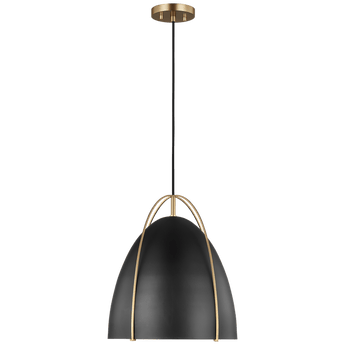 Norman One Light Pendant in Satin Brass with Matte Black