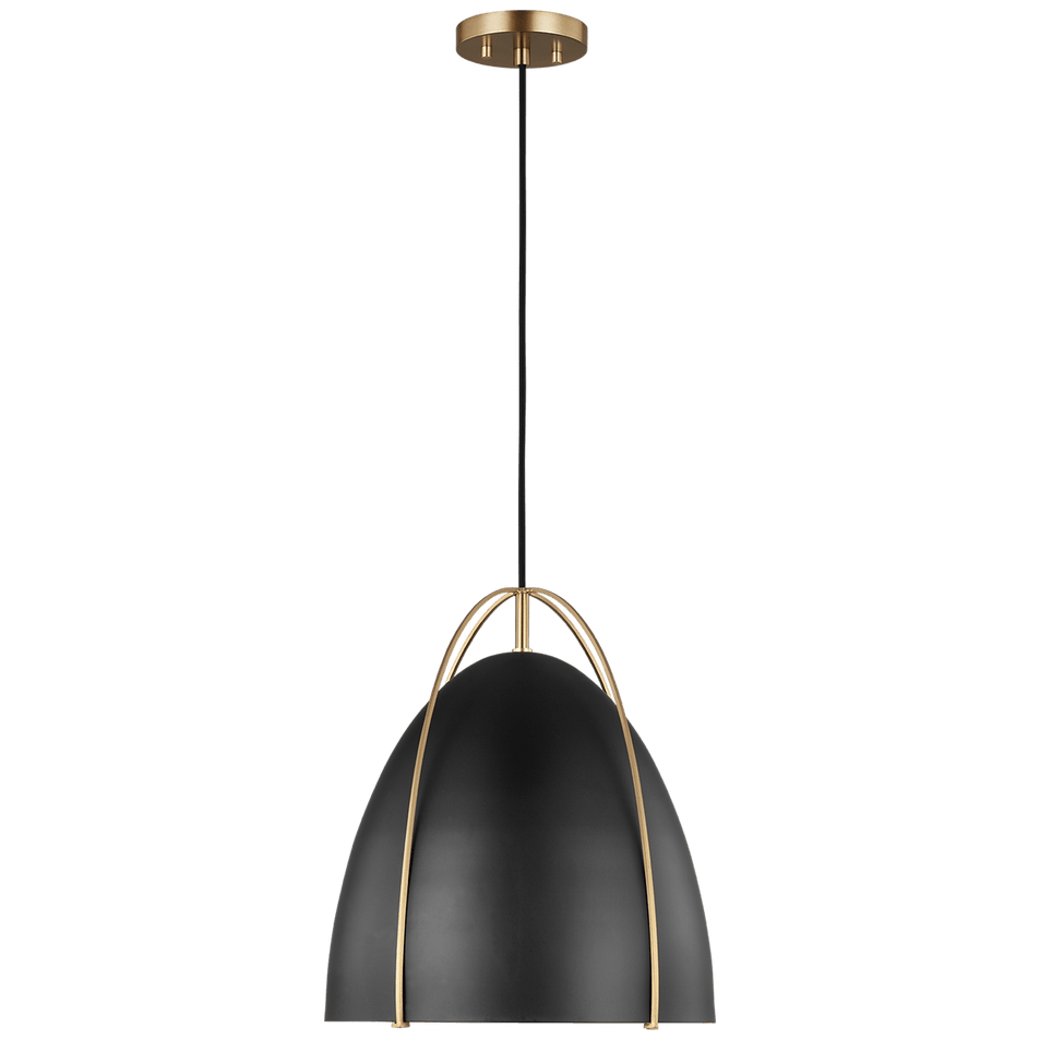 Norman One Light Pendant in Satin Brass with Matte Black