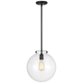 Kate One Light Sphere Pendant in Midnight Black with Clear Glass