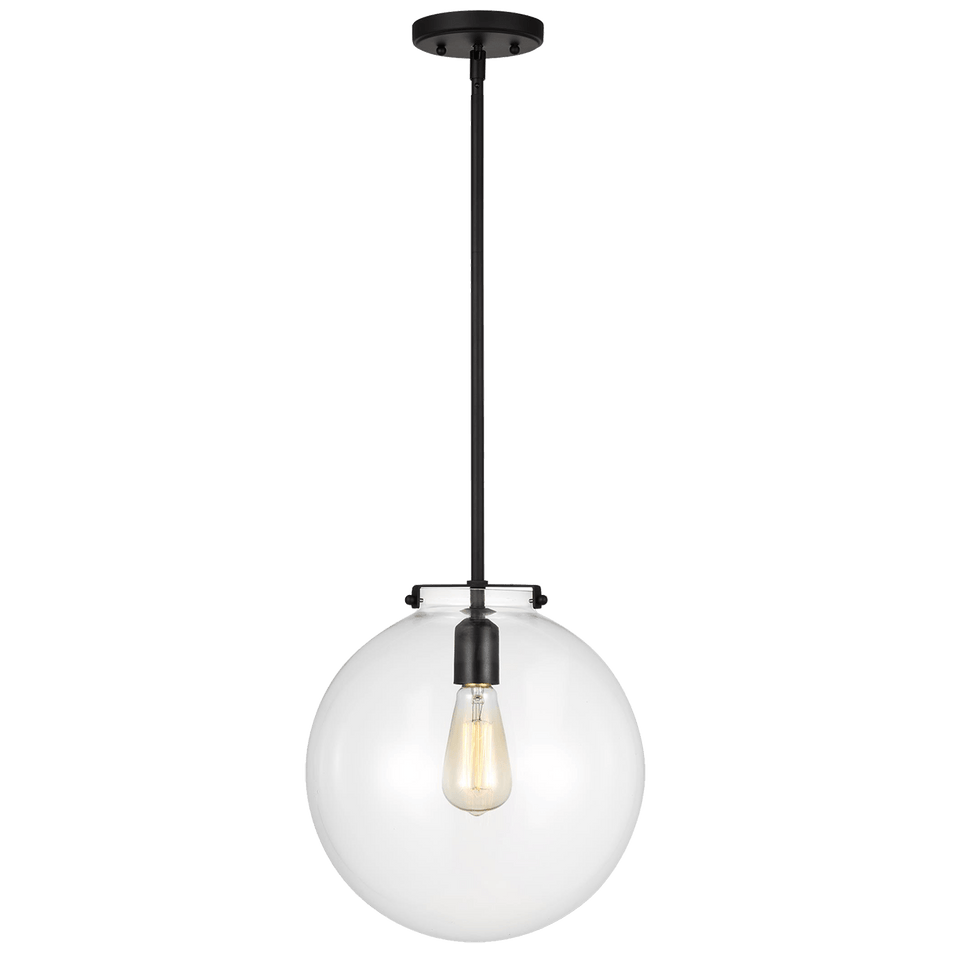 Kate One Light Sphere Pendant in Midnight Black with Clear Glass