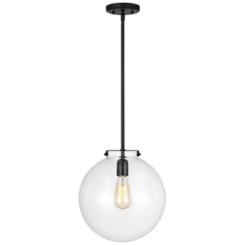 Kate One Light Sphere Pendant in Midnight Black with Clear Glass