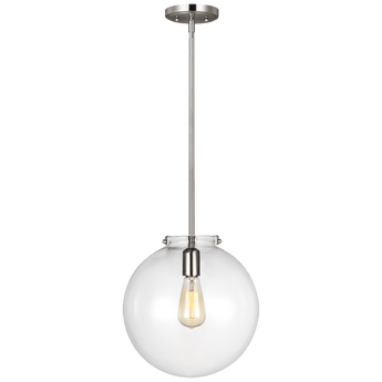 Kate One Light Sphere Pendant in Brushed Nickel with Clear Glass