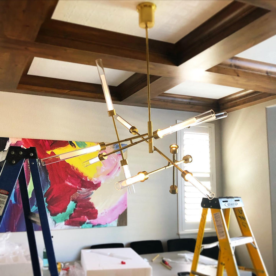 Linger 12 - Light Abstract Chandelier, a premium Chandelier light by Visual Comfort & Co. Close - up image of its design.