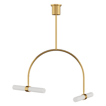 Calumn 2-Light Wide Chandelier in Natural Brass