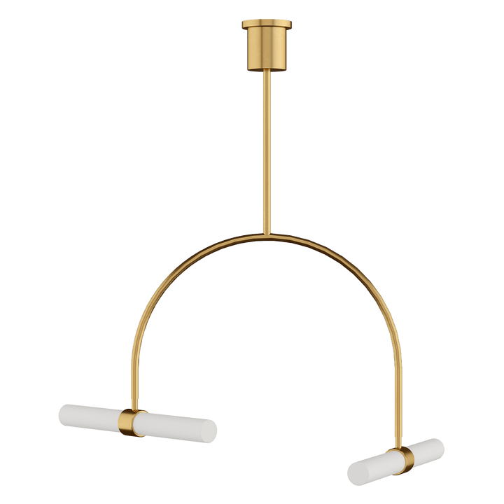 Calumn 2-Light Wide Chandelier in Natural Brass