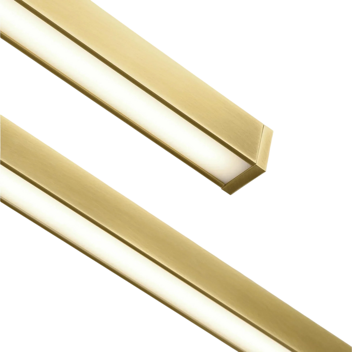 Stagger Halo 84 Linear Suspension, a premium Linear light by Visual Comfort & Co. Close - up image of its design.