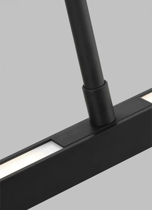 Stagger Halo 84 Linear Suspension, a premium Linear light by Visual Comfort & Co. Close - up image of its design.