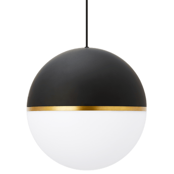 Akova Grande Pendant in Matte Black and Aged Brass