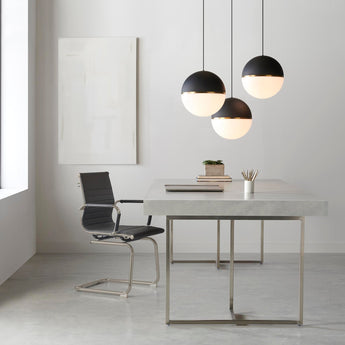 Akova Grande Pendant in Matte Black and Aged Brass