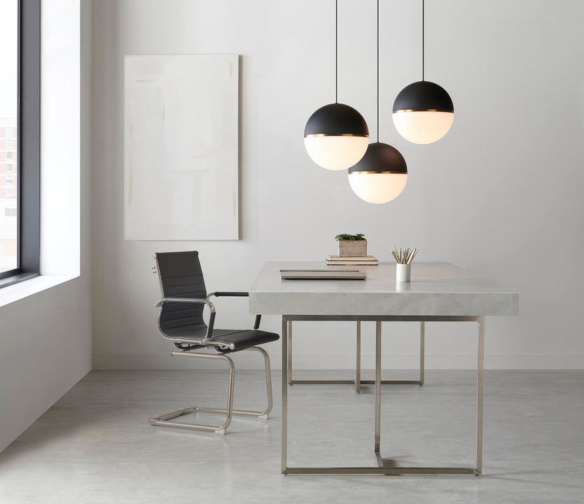 Akova Grande Pendant in Matte Black and Aged Brass
