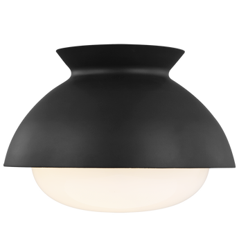 Lucerne One Light Flush Mount in Midnight Black with White Glass