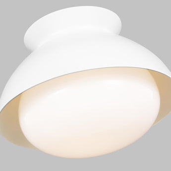 Lucerne One Light Flush Mount in Matte White with White Glass