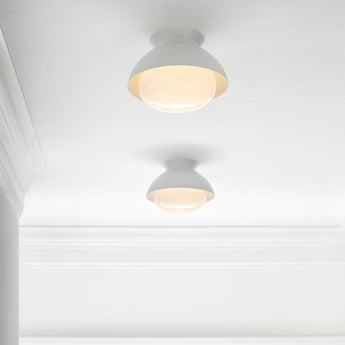 Lucerne One Light Flush Mount in Matte White with White Glass