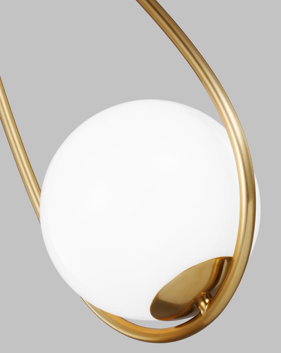 Galassia One Light Pendant in Burnished Brass with White Glass