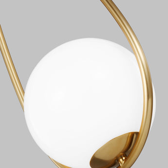 Galassia One Light Pendant in Burnished Brass with White Glass