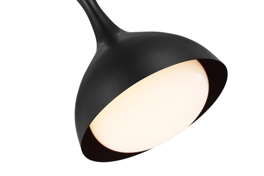 Lucerne One Light Small Pendant in Midnight Black and Burnished Brass with White Glass