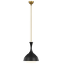 Lucerne One Light Small Pendant in Midnight Black and Burnished Brass with White Glass