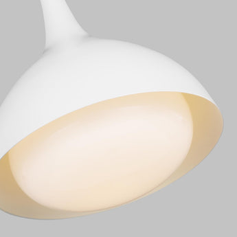 Lucerne One Light Small Pendant in Matte White and Burnished Brass with White Glass