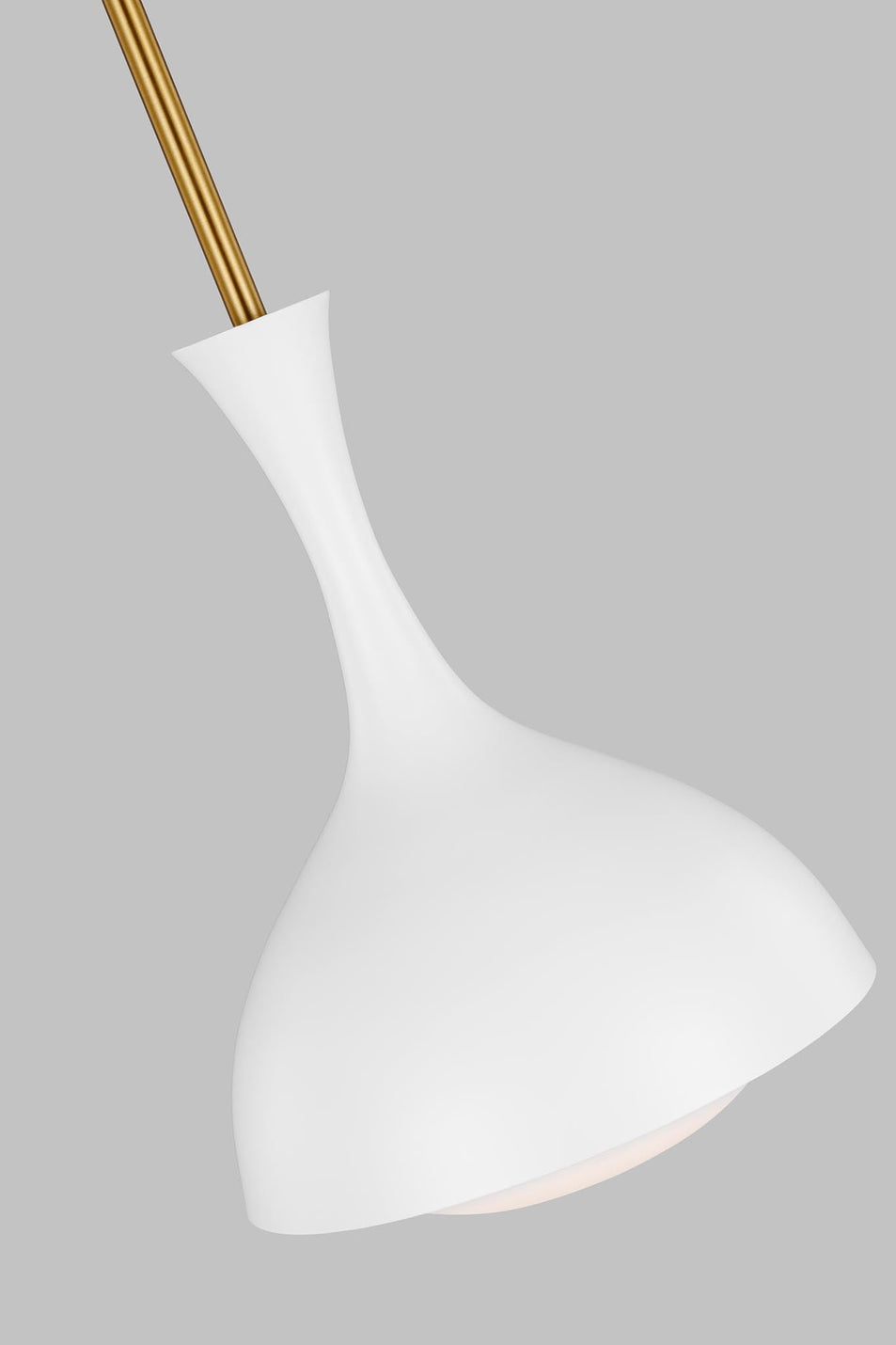 Lucerne One Light Small Pendant in Matte White and Burnished Brass with White Glass