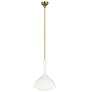 Lucerne One Light Small Pendant in Matte White and Burnished Brass with White Glass