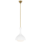 Lucerne One Light Small Pendant in Matte White and Burnished Brass with White Glass