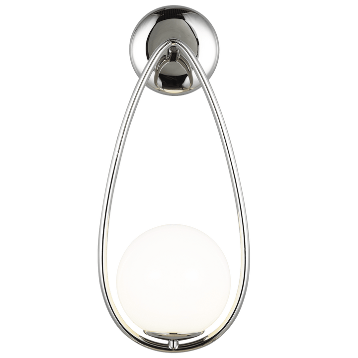 Galassia One Light Sconce in Polished Nickel with White Glass