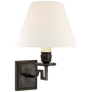 Dean Single Arm Sconce in Gun Metal with Linen Shade