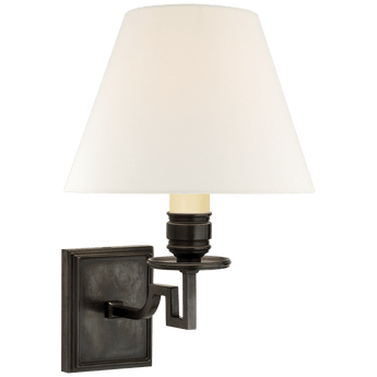 Dean Single Arm Sconce in Gun Metal with Linen Shade