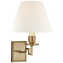 Dean Single Arm Sconce in Natural Brass with Linen Shade