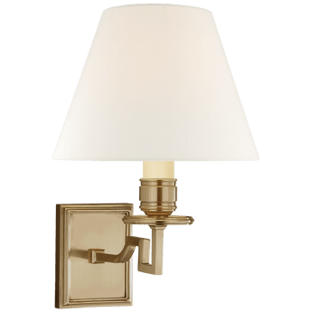 Dean Single Arm Sconce in Natural Brass with Linen Shade