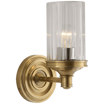 Ava Single Sconce in Hand-Rubbed Antique Brass with Crystal