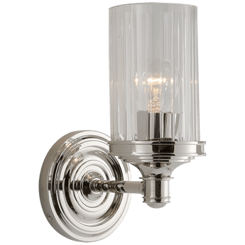 Ava Single Sconce in Polished Nickel with Crystal