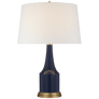 Sawyer Table Lamp in Midnight Blue Porcelain with Linen Shade