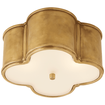 Basil Small Flush Mount in Natural Brass with Frosted Glass