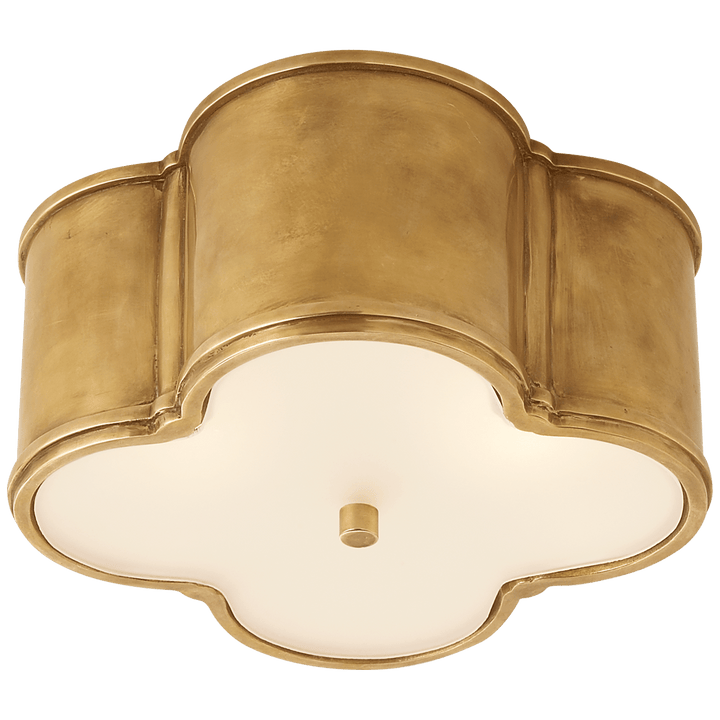 Basil Small Flush Mount in Natural Brass with Frosted Glass