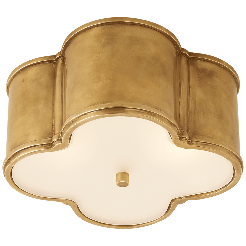 Basil Small Flush Mount in Natural Brass with Frosted Glass