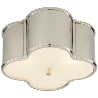 Basil Small Flush Mount in Polished Nickel with Frosted Glass